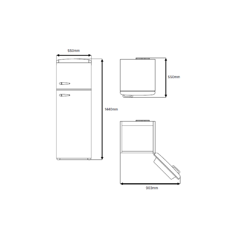 CDA 206 Litre Top Mount Retro Freestanding Fridge Freezer - Betty Tea Rose - Image 14