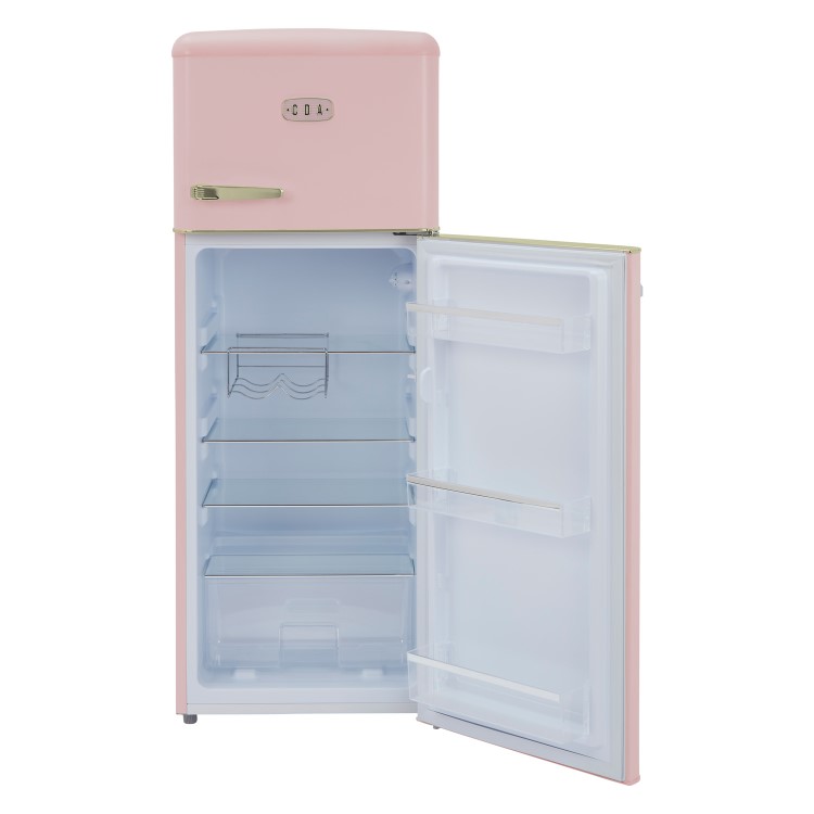 CDA 206 Litre Top Mount Retro Freestanding Fridge Freezer - Betty Tea Rose - Image 3