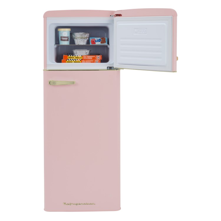 CDA 206 Litre Top Mount Retro Freestanding Fridge Freezer - Betty Tea Rose - Image 4