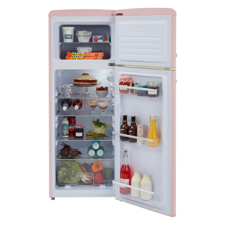 CDA 206 Litre Top Mount Retro Freestanding Fridge Freezer - Betty Tea Rose - Image 6