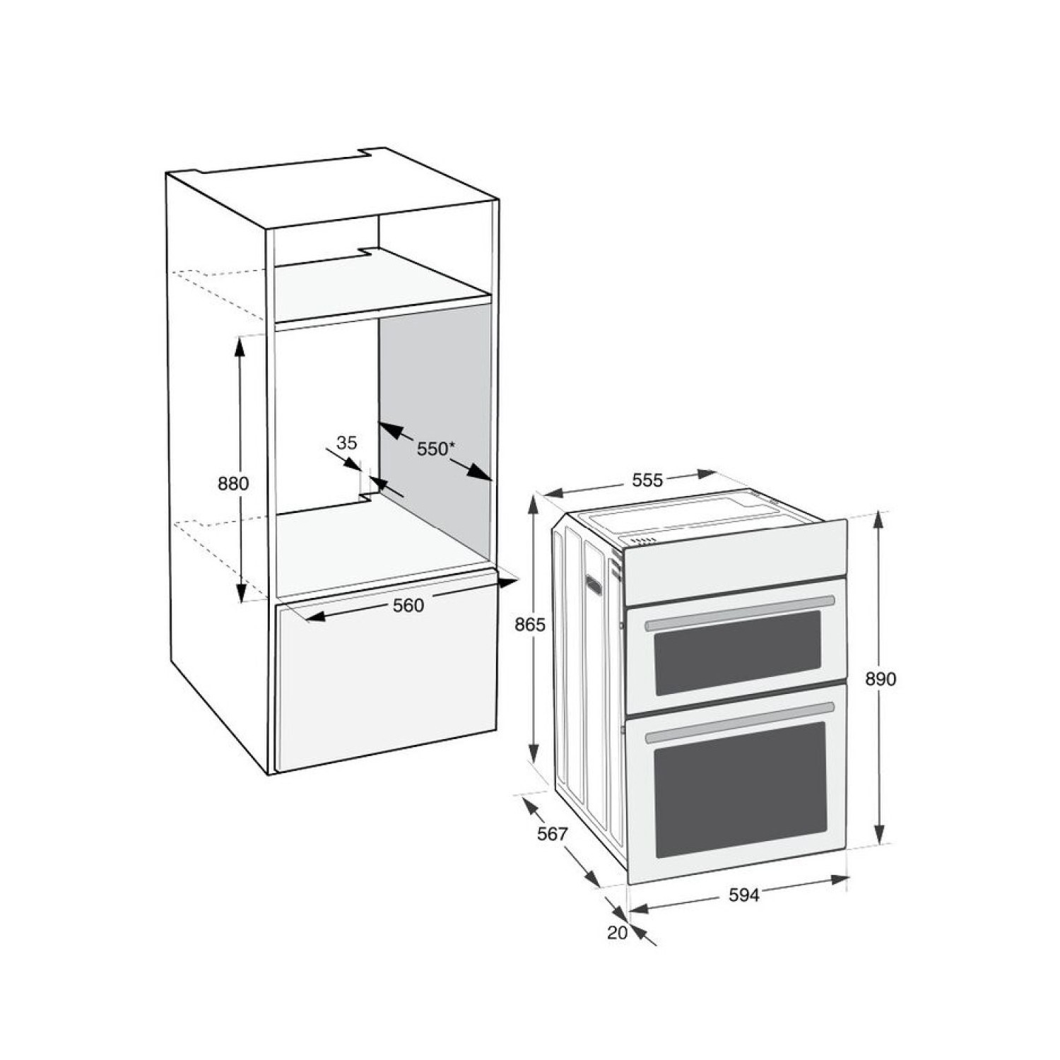 Hotpoint DIH10DW Built-In Electric Double Oven - White - Image 3