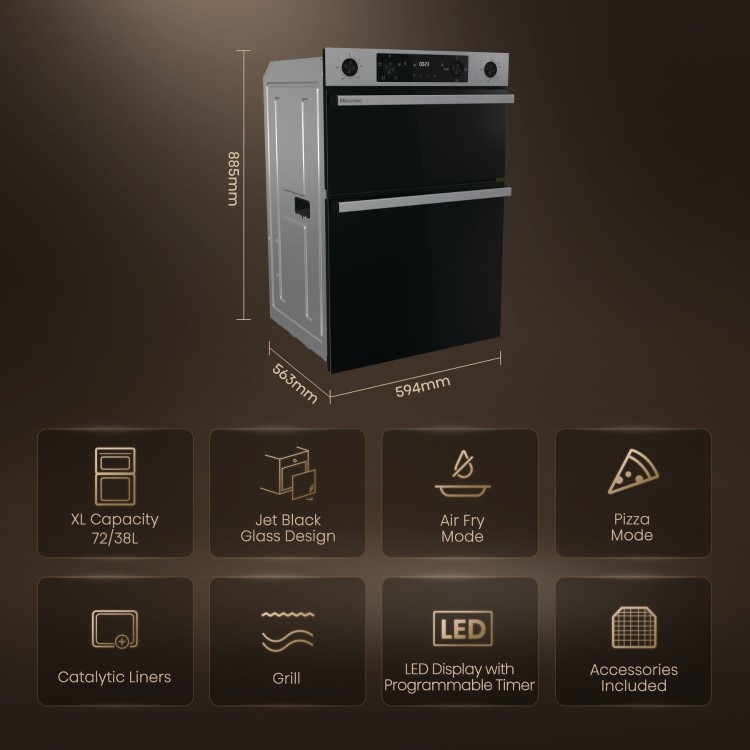 Hisense Hi6 BID914221CX Built-In Electric Double Oven - Stainless Steel - Image 13