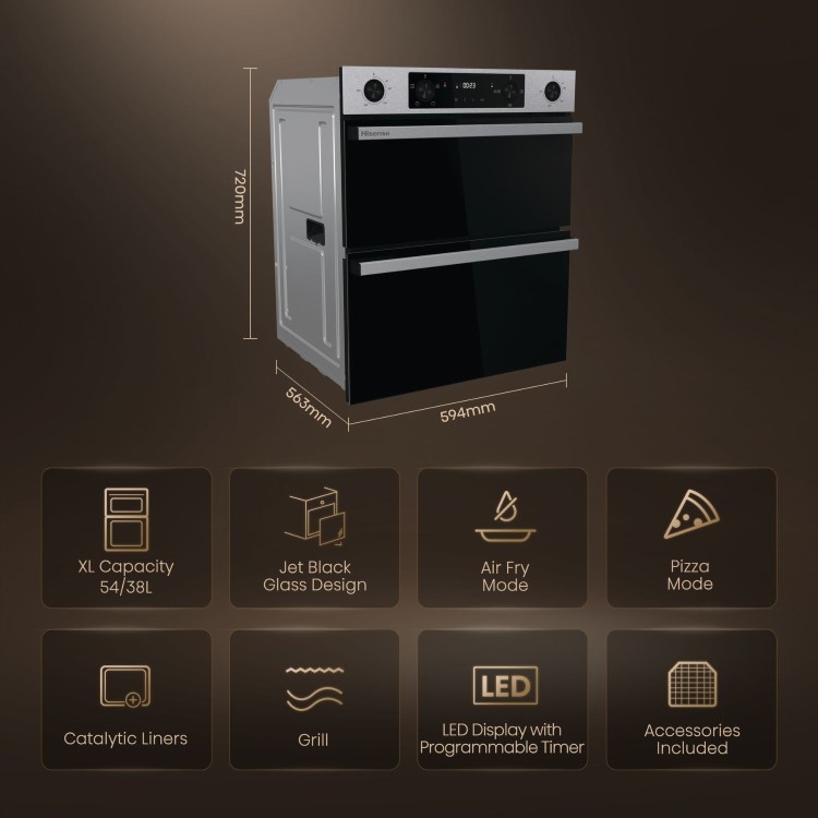 Hisense Hi6 BUD714221CX Built-Under Electric Double Oven - Stainless Steel - Image 13