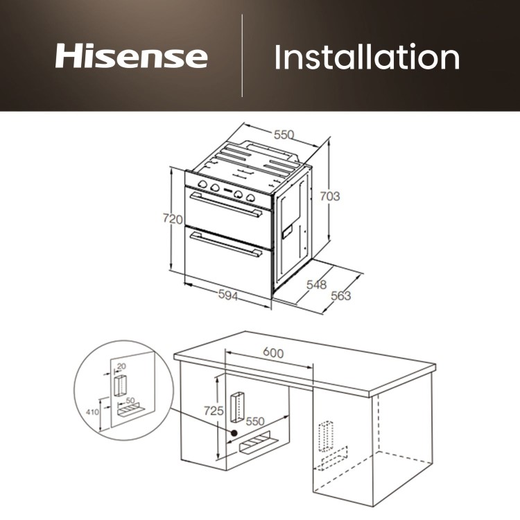 Hisense Hi6 BUD714221CX Built-Under Electric Double Oven - Stainless Steel - Image 14