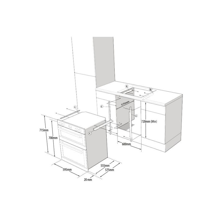 Indesit DUI12DIX Electric Built Under Double Oven - Stainless Steel - Image 7