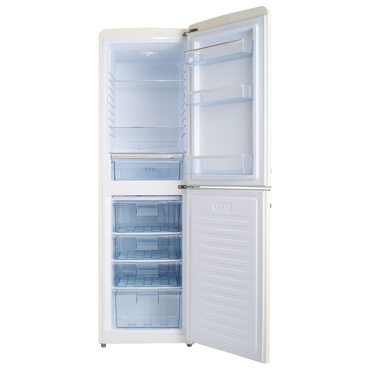 electriQ 246 Litre 50/50 Retro Freestanding Fridge Freezer - Cream - Image 3