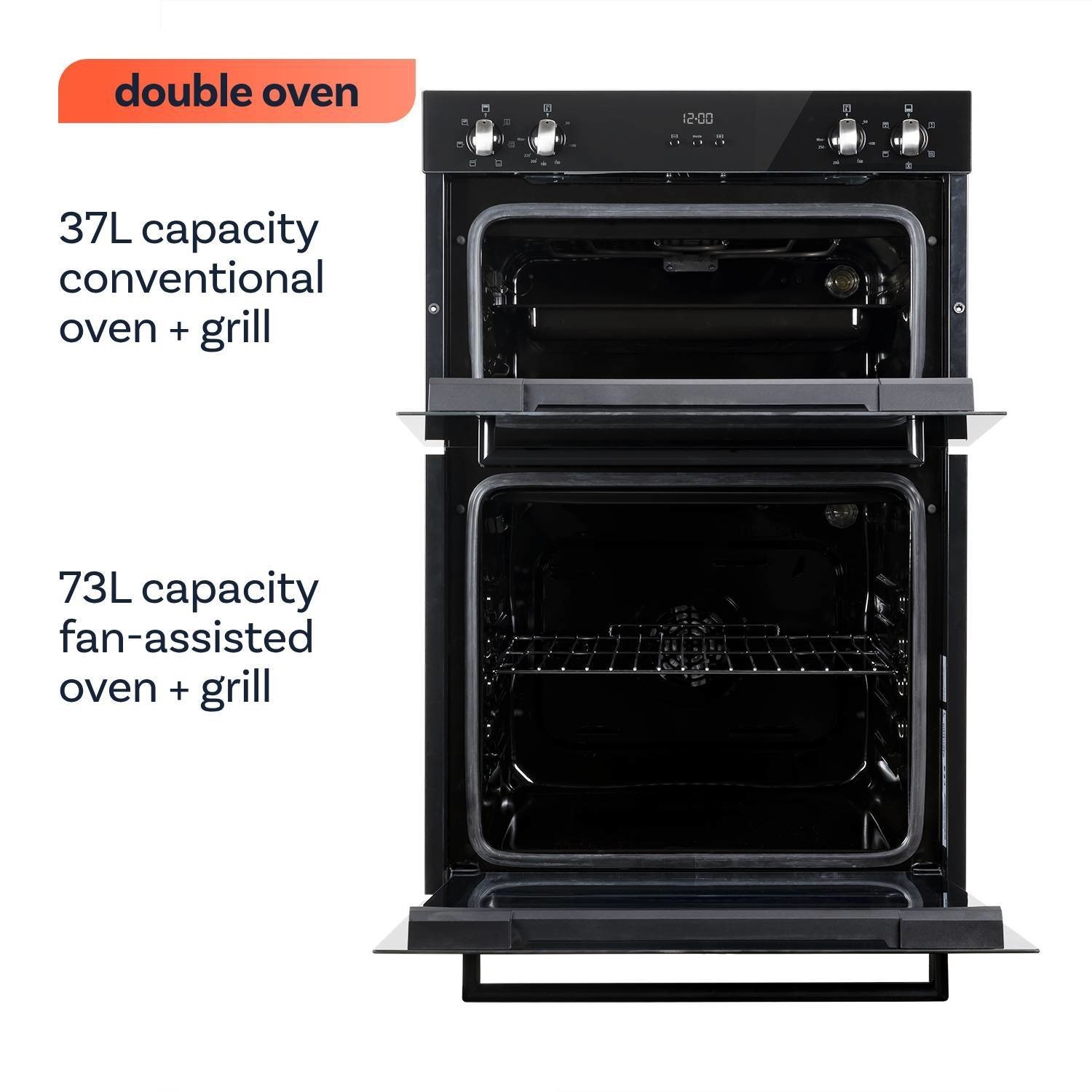 electriQ Built-In Electric Double Oven - Black - Image 7