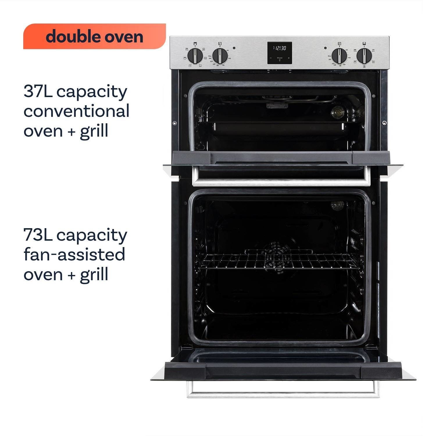 electriQ Built-In Electric Double Oven - Stainless Steel - Image 6