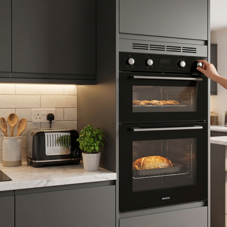 electriQ Built-In Electric Double Oven - Black - Image 7
