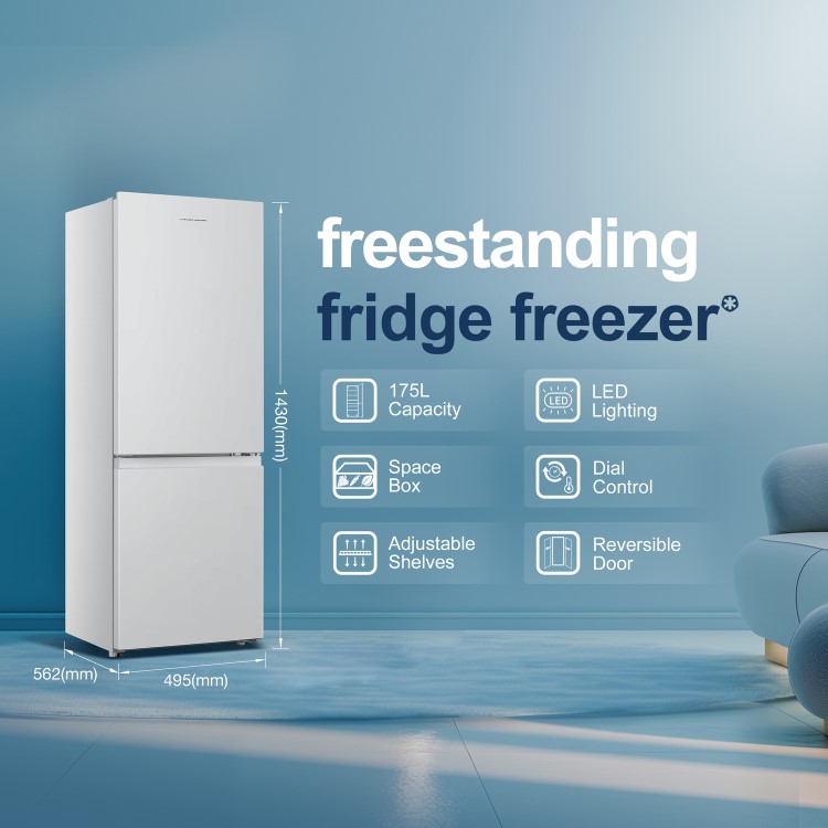Fridgemaster 175 Litre 60/40 Freestanding Fridge Freezer - White - Image 2
