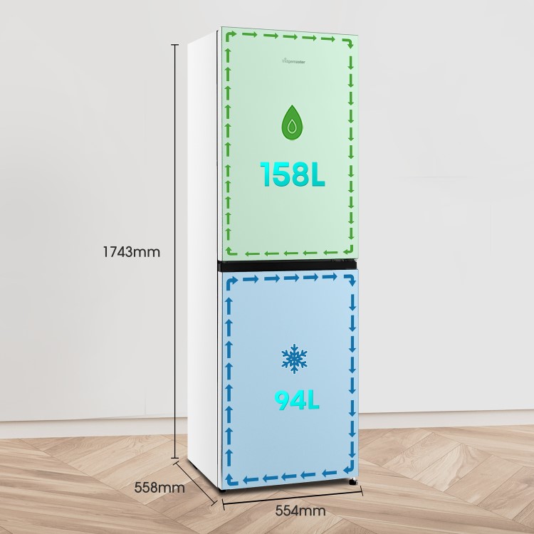 Fridgemaster 252 Litre 50/50 Freestanding Fridge Freezer - White - Image 3