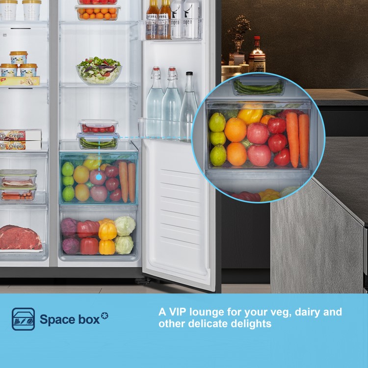 Fridgemaster 441 Litre Side-By-Side American Fridge Freezer - Black - Image 11