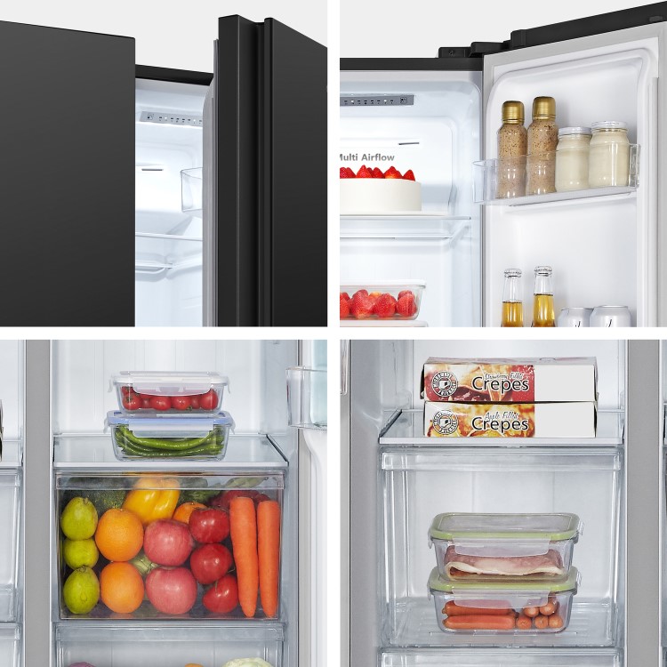 Fridgemaster 441 Litre Side-By-Side American Fridge Freezer - Black - Image 14
