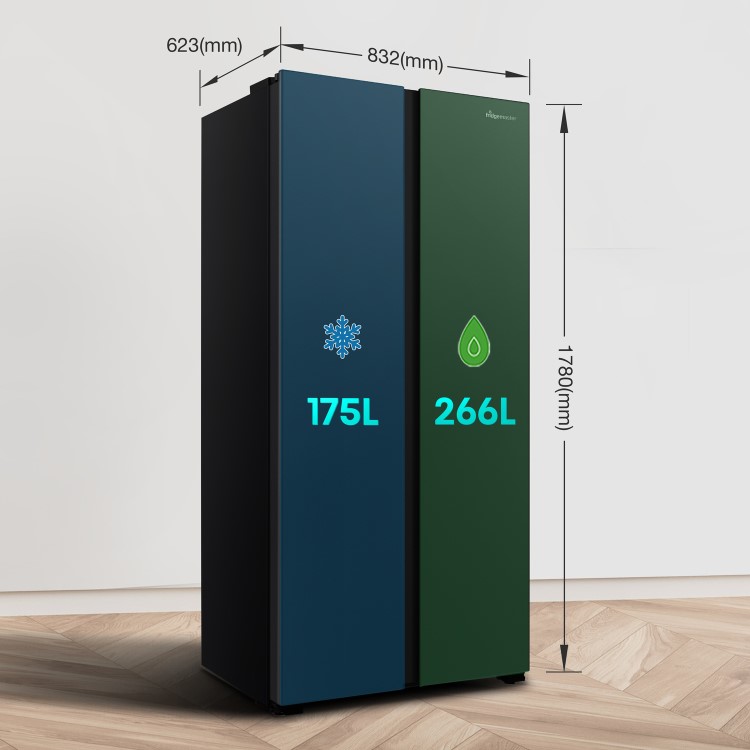 Fridgemaster 441 Litre Side-By-Side American Fridge Freezer - Black - Image 3