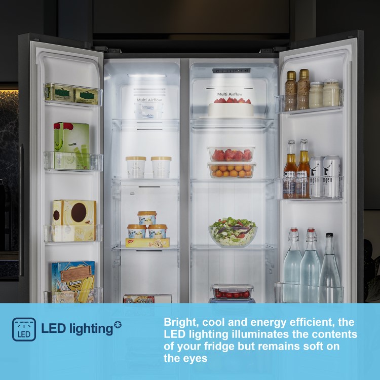 Fridgemaster 441 Litre Side-By-Side American Fridge Freezer - Black - Image 9