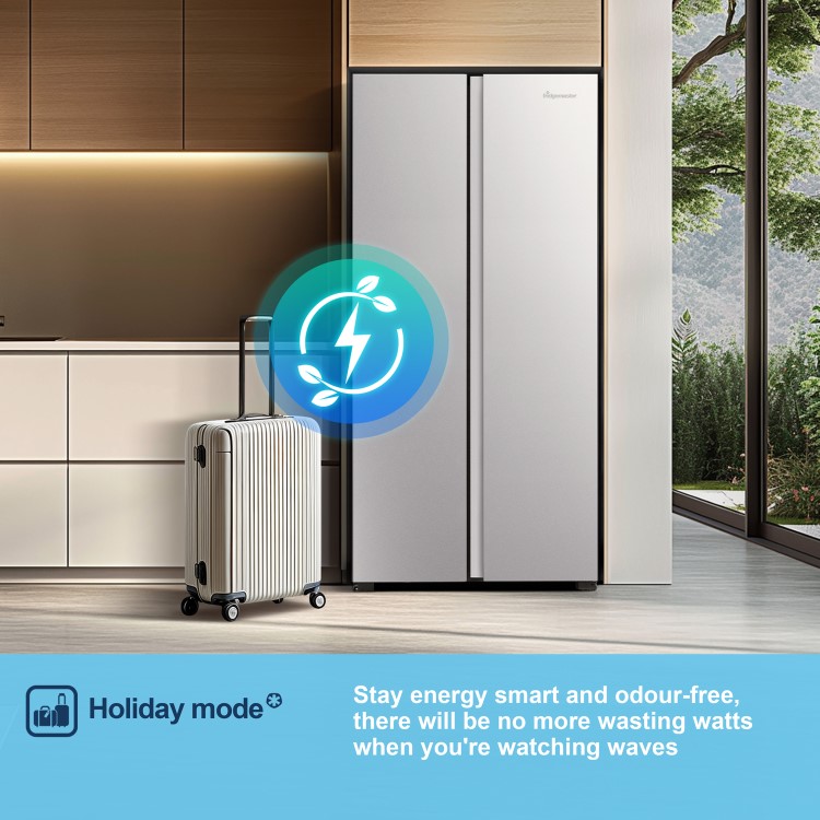 Fridgemaster 441 Litre Side-By-Side American Fridge Freezer - Silver - Image 11