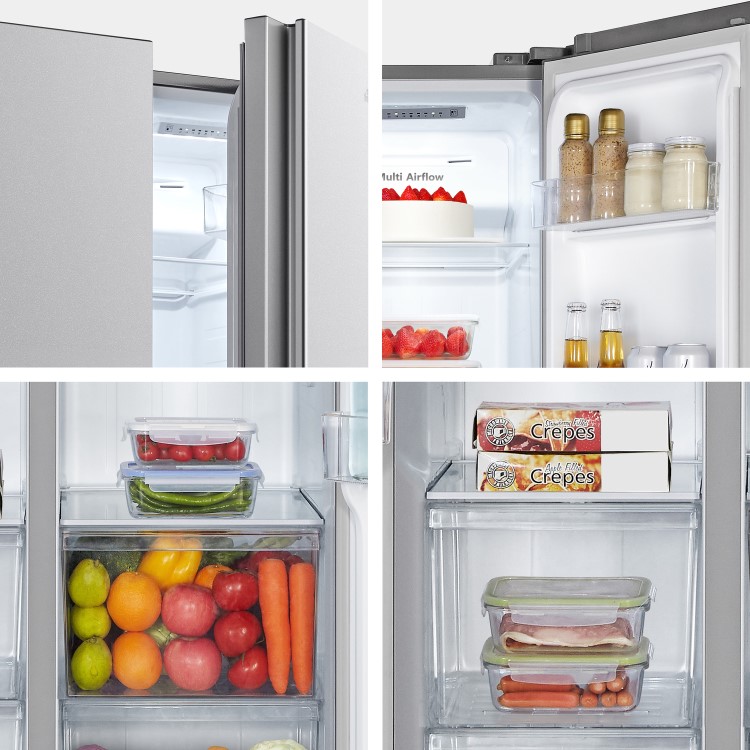 Fridgemaster 441 Litre Side-By-Side American Fridge Freezer - Silver - Image 13