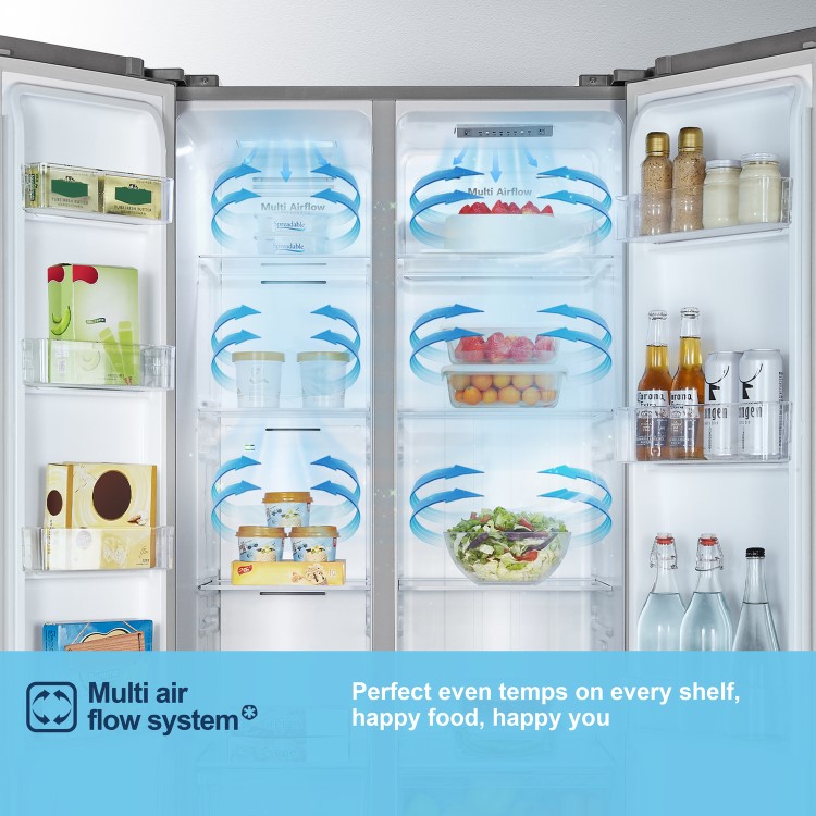 Fridgemaster 441 Litre Side-By-Side American Fridge Freezer - Silver - Image 5