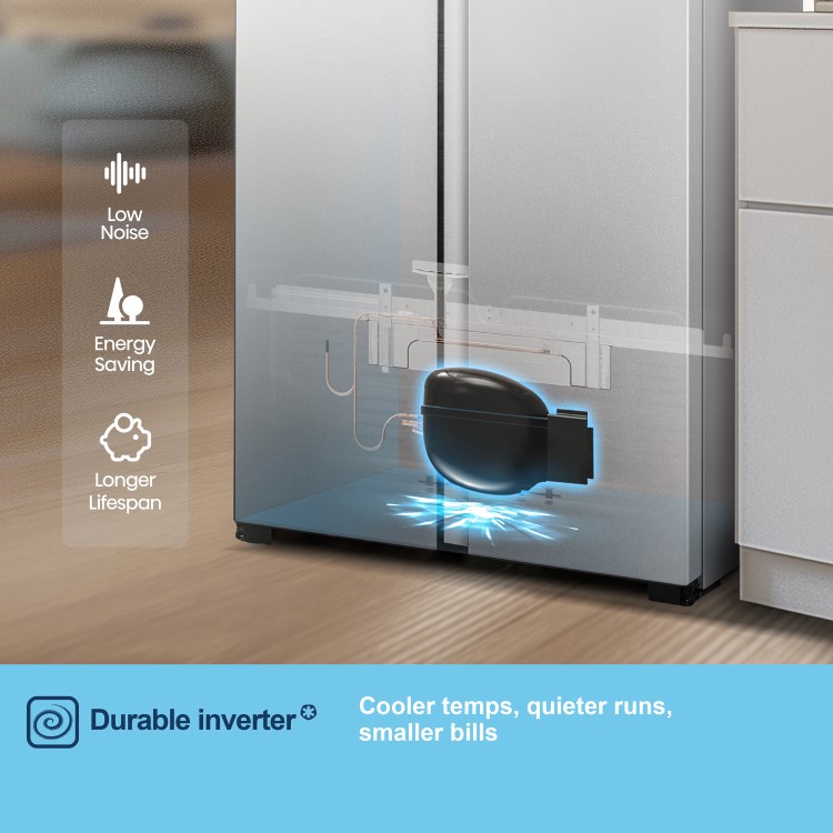 Fridgemaster 441 Litre Side-By-Side American Fridge Freezer - Silver - Image 6