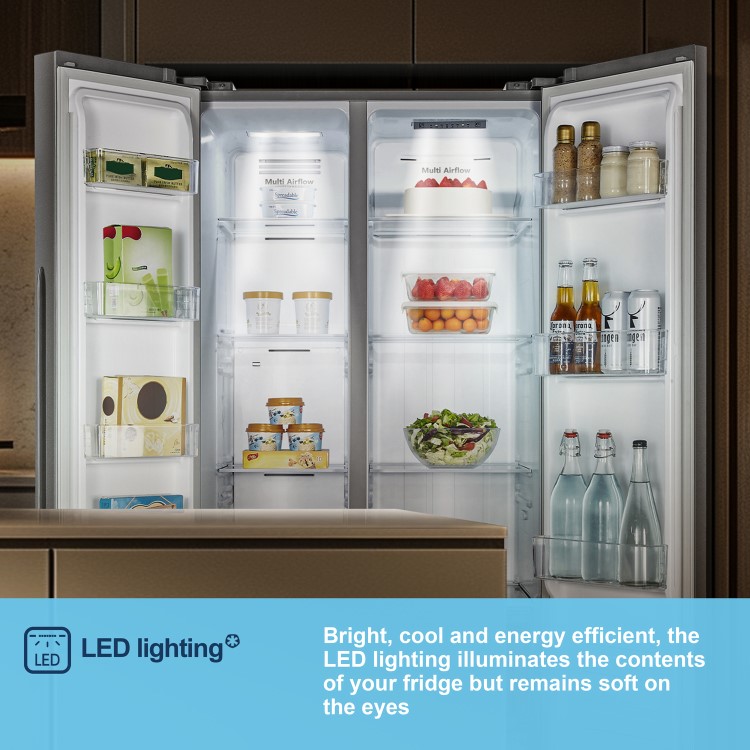 Fridgemaster 441 Litre Side-By-Side American Fridge Freezer - Silver - Image 8