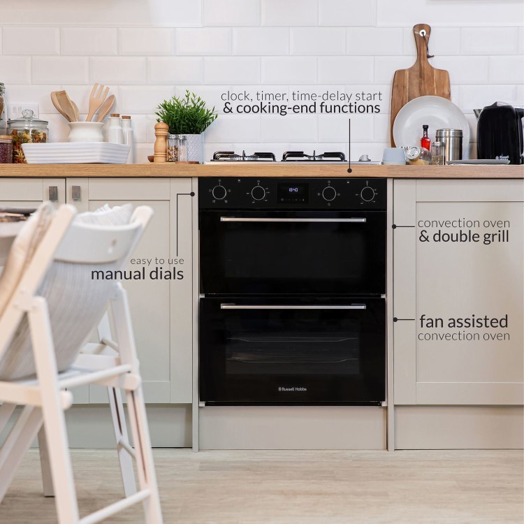 Russell Hobbs RH72DEO1001B01 Built Under Electric Double Oven - Black - Image 4
