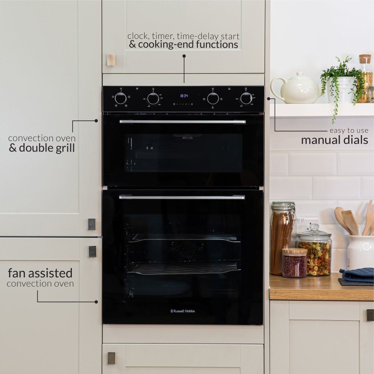 Russell Hobbs RH89DEO2001B01 Built-In Electric Double Oven - Black - Image 4