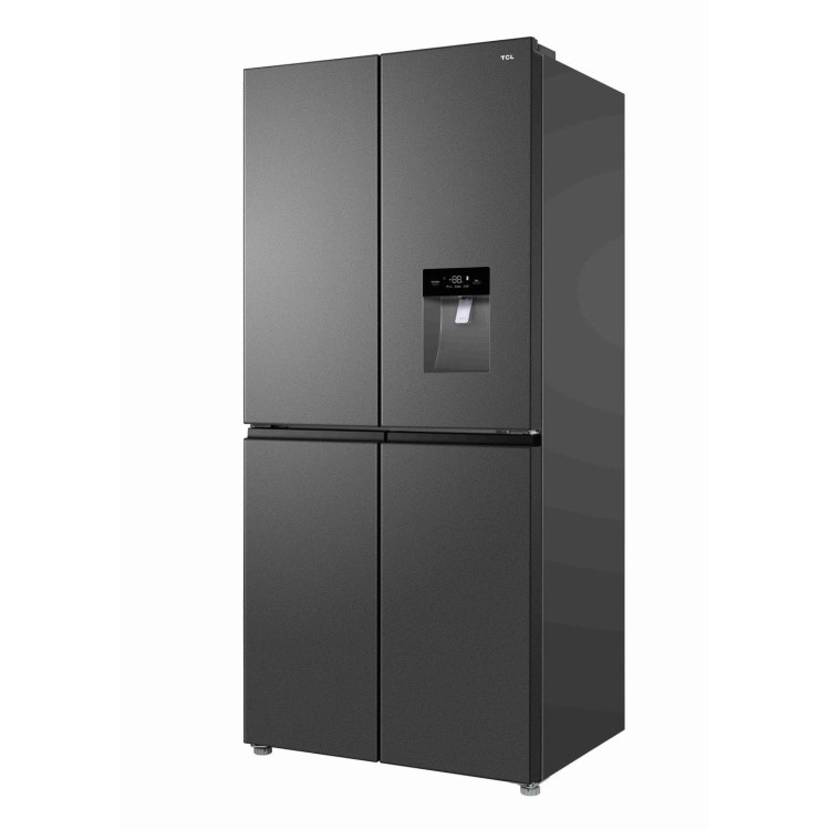 TCL 466 Litre Four Door American Fridge Freezer with Water Dispenser - Dark Silver - Image 2