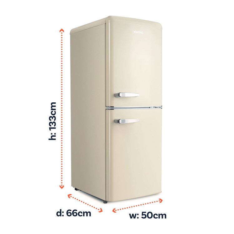 electriQ 153 Litre 60/40 Retro Freestanding Fridge Freezer - Cream Total No Frost - Image 2