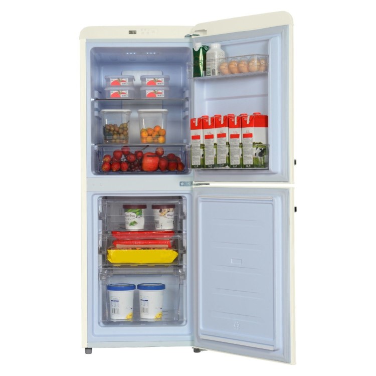 electriQ 153 Litre 60/40 Retro Freestanding Fridge Freezer - Cream Total No Frost - Image 9