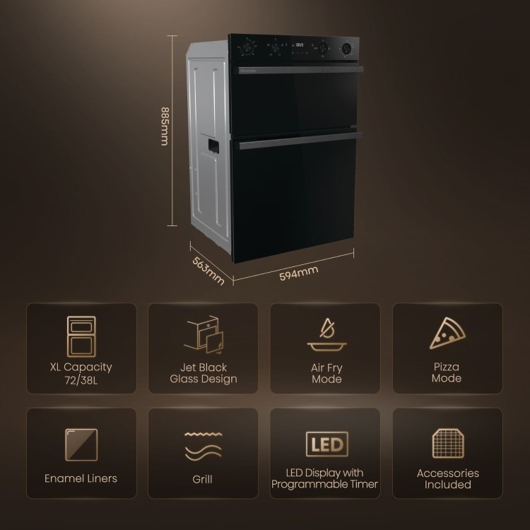 Hisense Hi6 BID914221ADBG Built-In Electric Double Oven - Black - Image 11