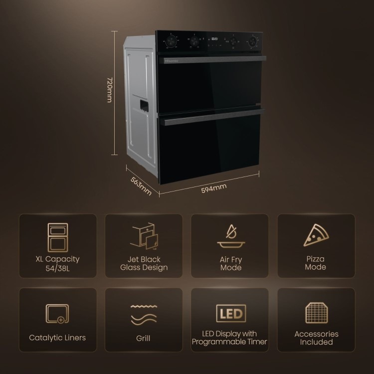 Hisense Hi6 BUD714221CDBG Built-Under Electric Double Oven - Black - Image 3