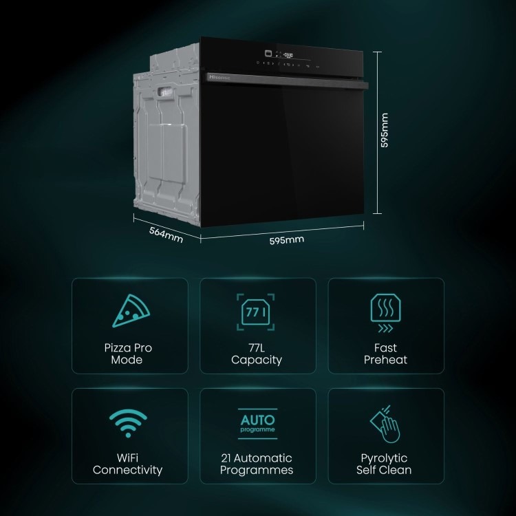 Hisense HO66FAPizzaChef Blackline PizzaChef Electric Single Oven - Black - Image 4