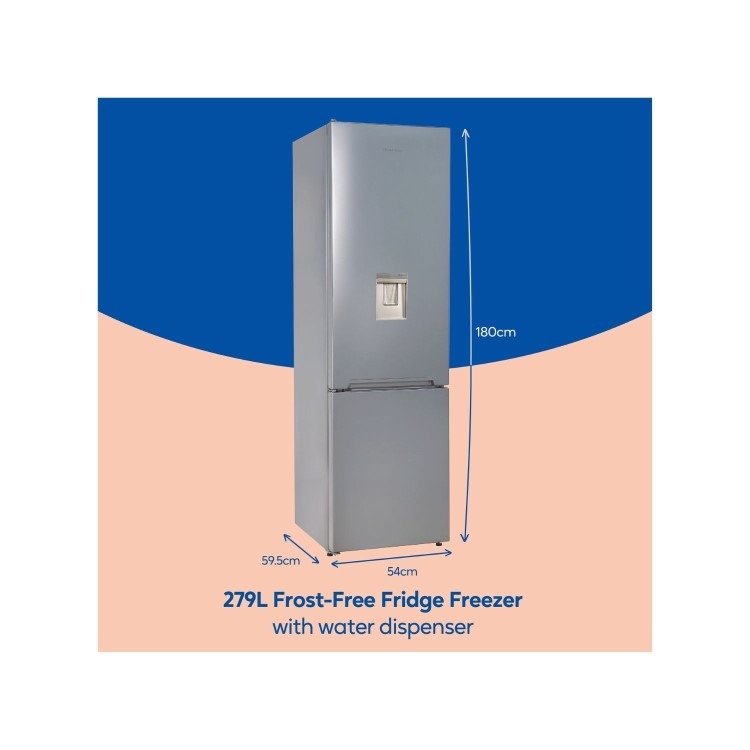 Russell Hobbs 279 Litre 70/30 Freestanding Fridge Freezer with Water Dispenser - Silver - Image 5