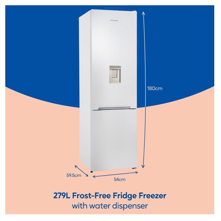 Russell Hobbs 279 Litre 70/30 Freestanding Fridge Freezer with Water Dispenser - White - Image 5