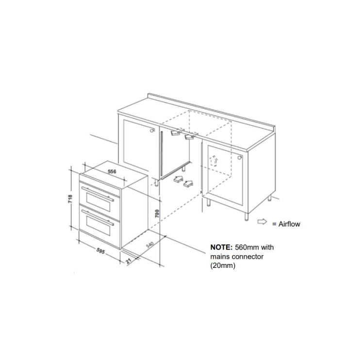 electriQ Built-Under Electric Double Oven - Black - Image 6
