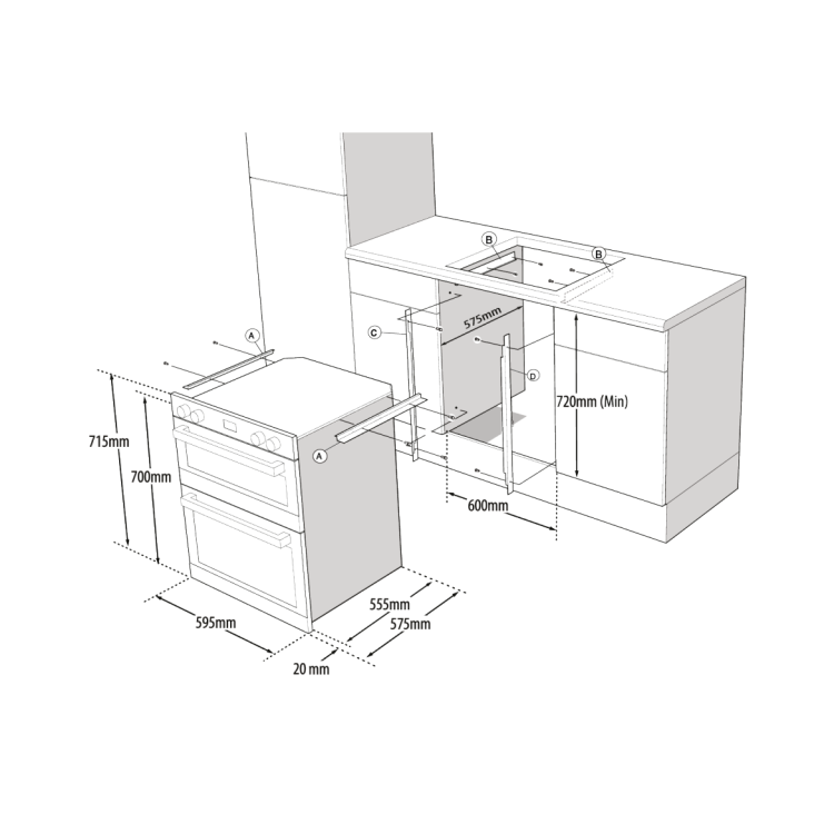 Indesit DUI10DB Electric Built Under Double Oven - Black - Image 7