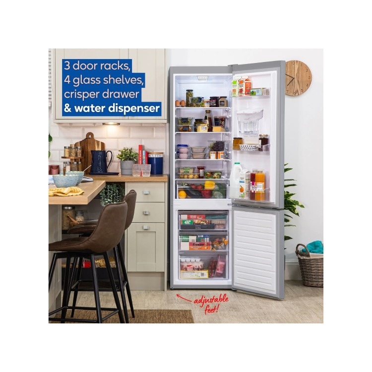 Russell Hobbs 279 Litre 70/30 Freestanding Fridge Freezer with Water Dispenser - Silver - Image 7