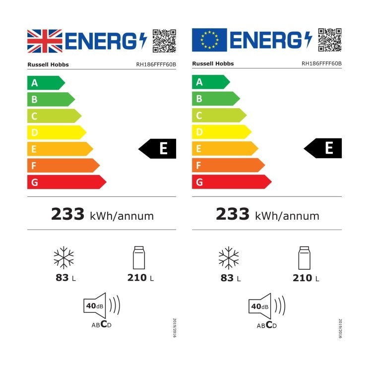 Russell Hobbs 293 Litre 60/40 Freestanding Fridge Freezer - Black - Image 9