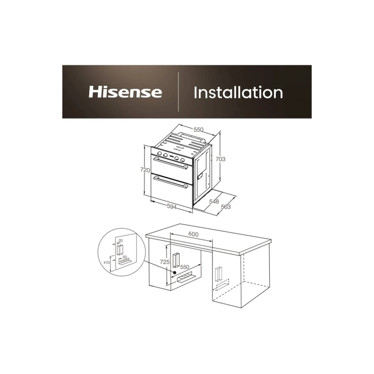 Hisense BID75211BGUK Built-Under Electric Double Oven - Black - Image 13