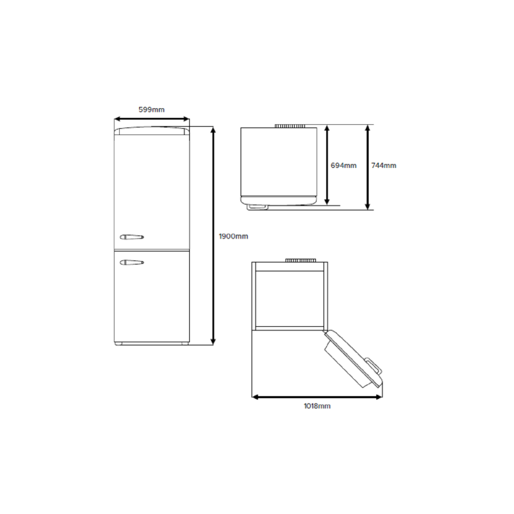 CDA 330 Litre 60/40 Retro Freestanding Fridge Freezer - Florence Sea Holly - Image 12