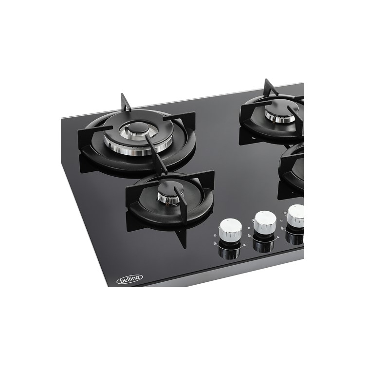 Belling 60cm Gas on Glass 4 Burner Gas Hob - Black - Image 3