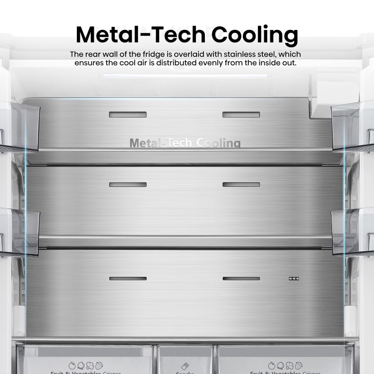 Hisense 634 Litre French Style American Fridge Freezer - Stainless Steel - Image 8