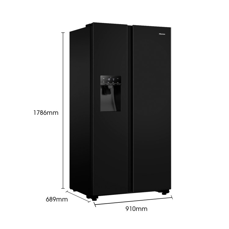Hisense 562 Litre Side-By-Side American Fridge Freezer - Black - Image 2