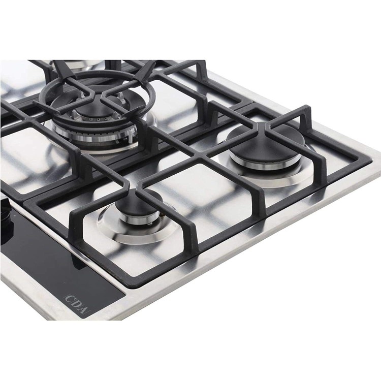 CDA 70cm 5 burner Gas Hob with Wok Burner - Stainless Steel - Image 3