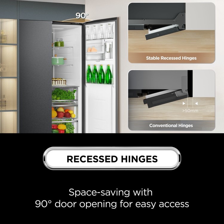 TCL 605 Litre Free Built-In Side-by-Side American Fridge Freezer - Stainless Steel - Image 6
