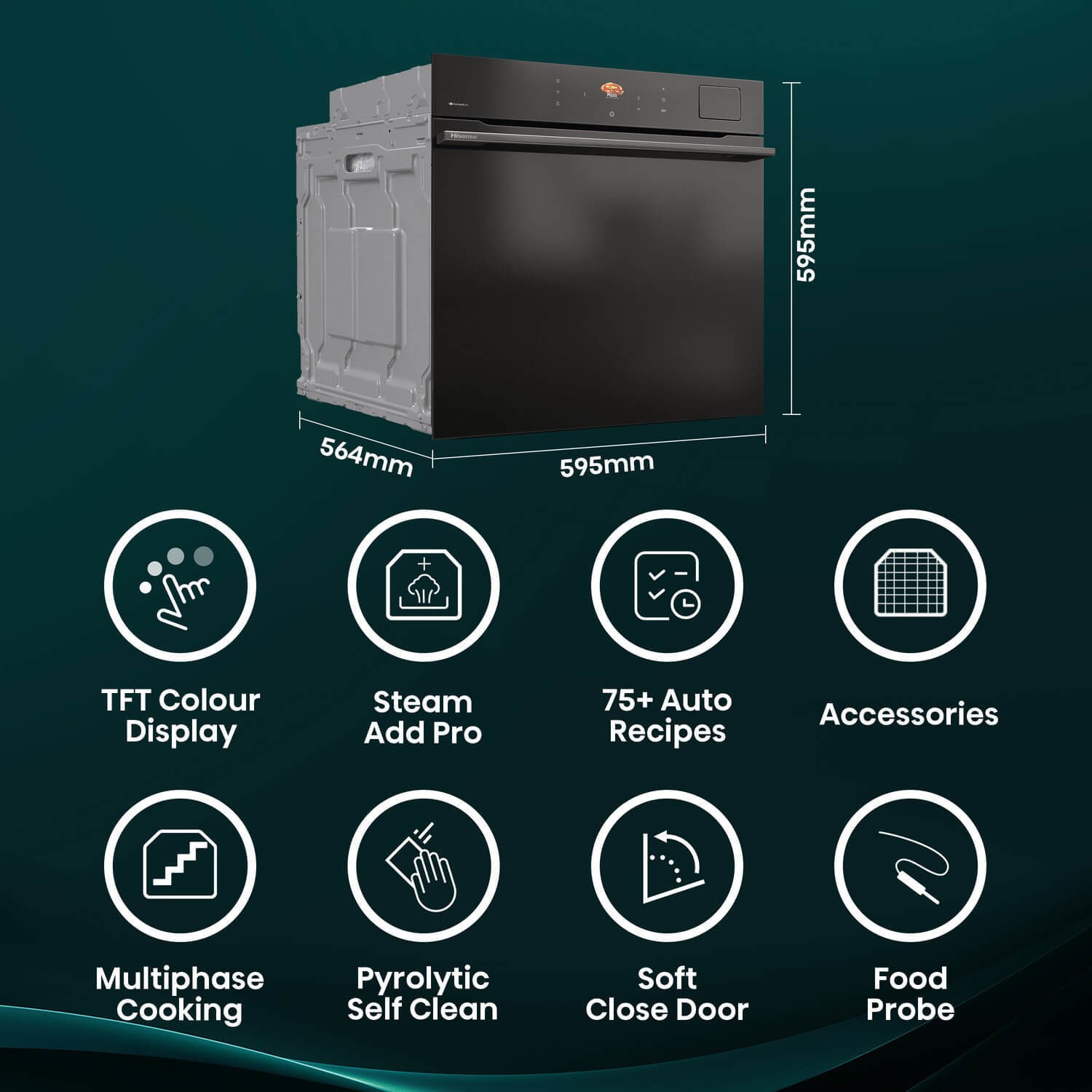 Hisense Hi8 BAS6PH8BUKWF Electric Self-Cleaning Single Oven - Black - Image 8