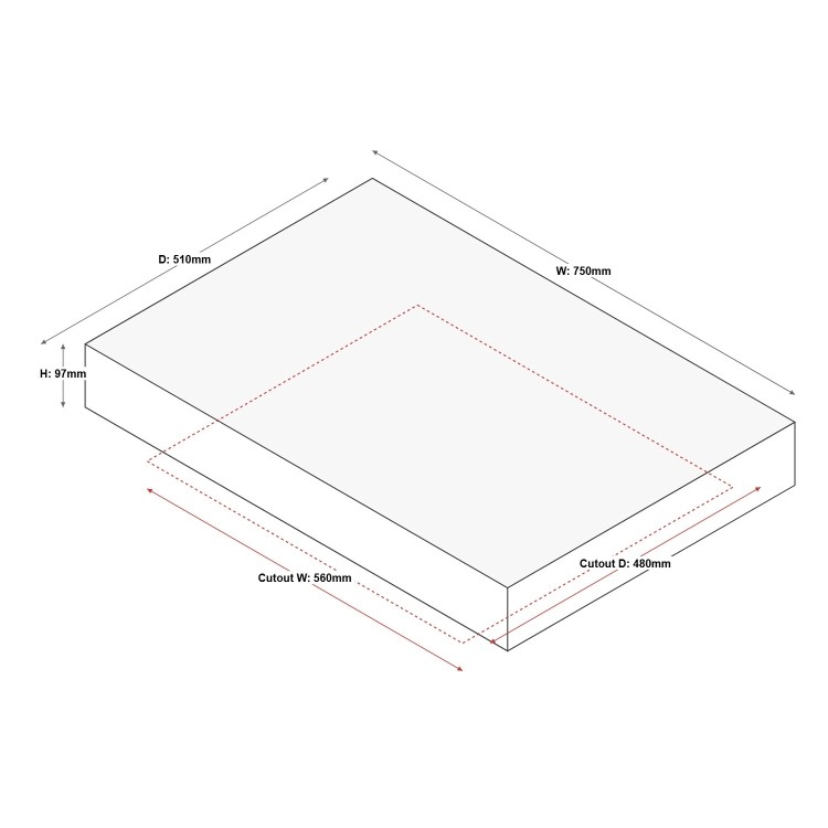electriQ 75cm 5 Burner Gas on Glass Hob - Black - Image 4