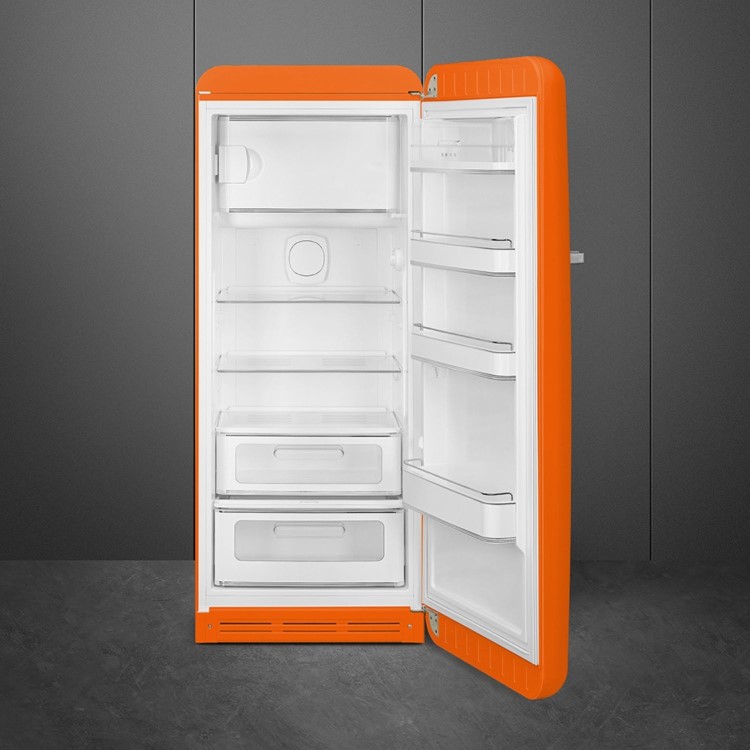 Smeg 244 Litre Fifties Style Right Hand Hinge Freestanding Fridge With Ice Box – Orange - Image 4