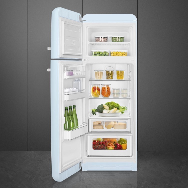 Smeg 294 Litre Fifties Style Left Hand Hinge 70/30 Fridge Freezer - Pastel Blue - Image 4