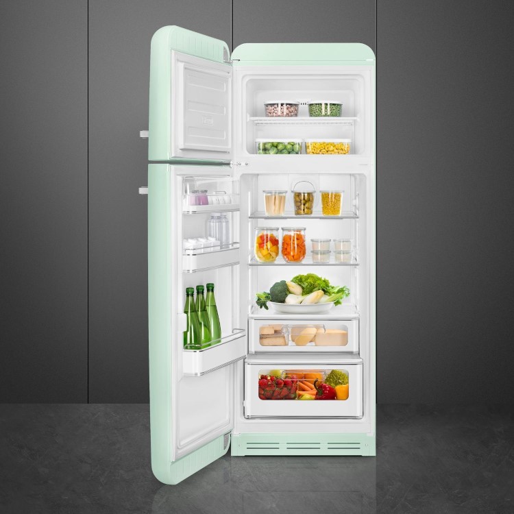 Smeg 294 Litre Fifties Style Left Hand Hinge 70/30 Fridge Freezer - Pastel Green - Image 3